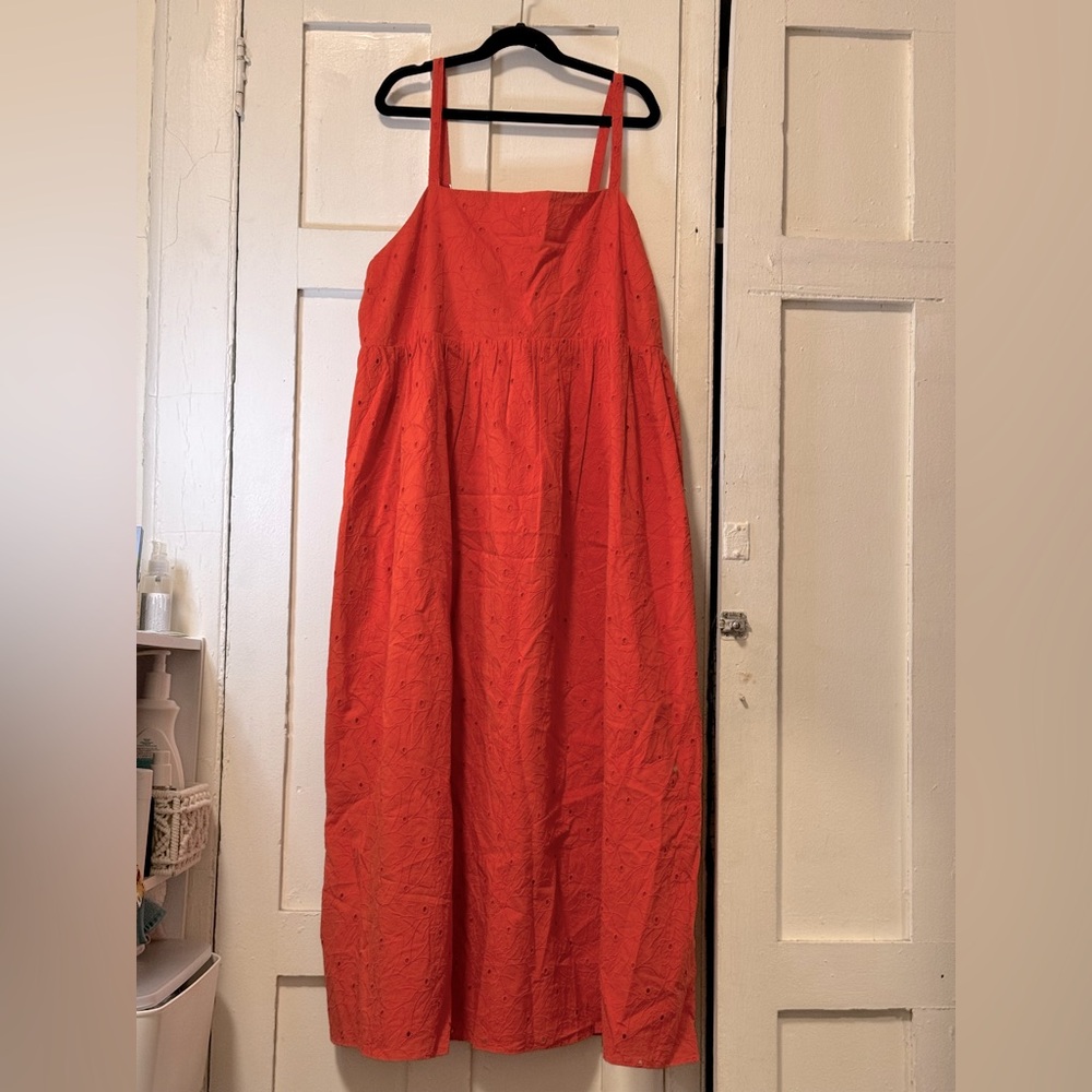 Madewell Eyelet Summertime Cami Midi Dress, Rusted Clay | Sz Large - Picture 5 of 6